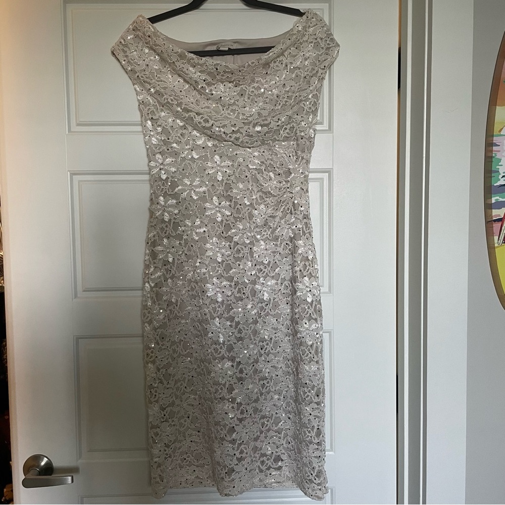 Cream sequin sleeveless dress